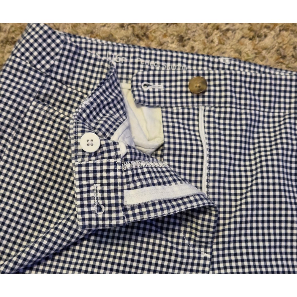 Talbots Perfect Skimmer Capri Pants Women's Size 16P Blue White - Picture 2 of 9